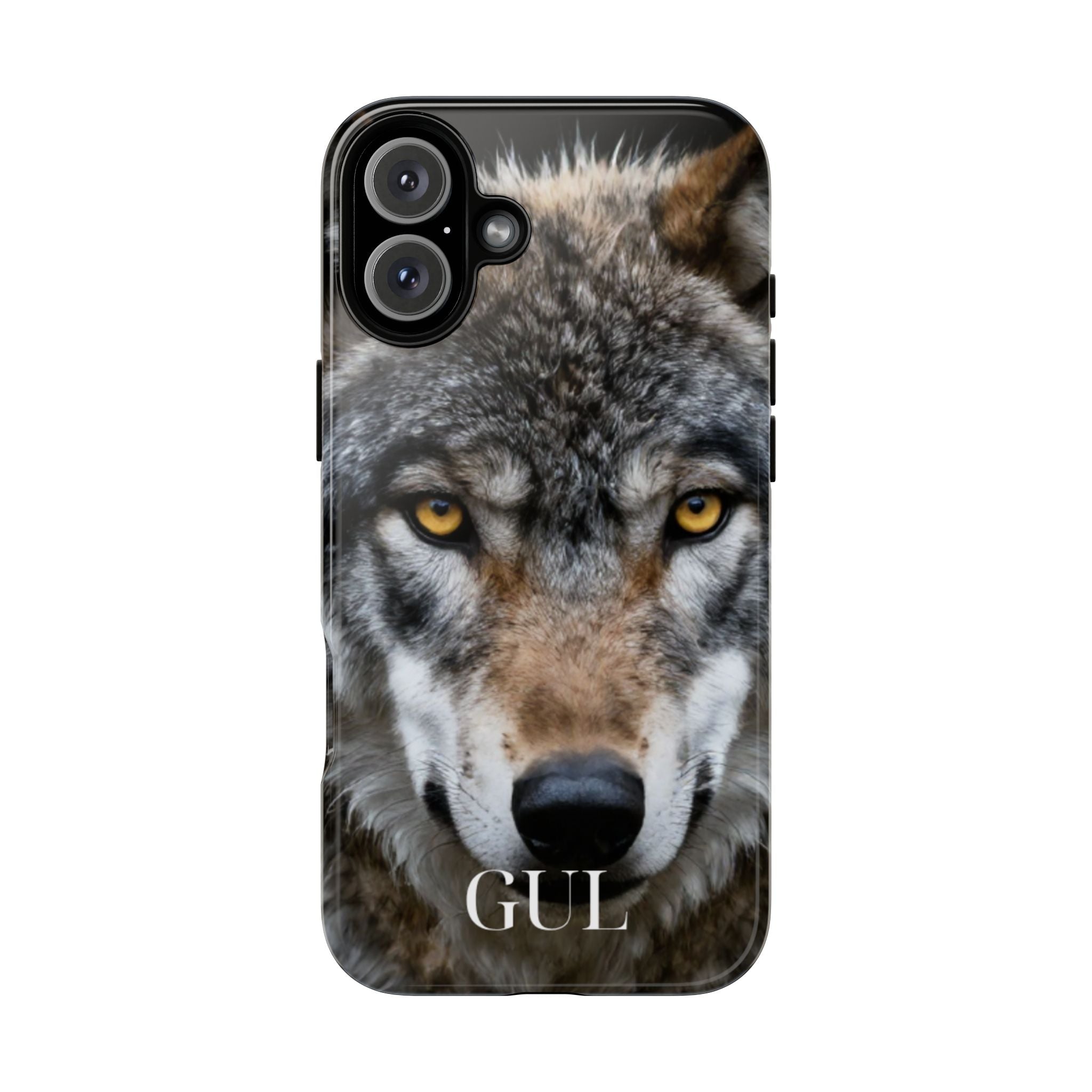 Wolf Eyes Phone Case — Fierce Wildlife iPhone Protective Case with ‘GUL’ Text
