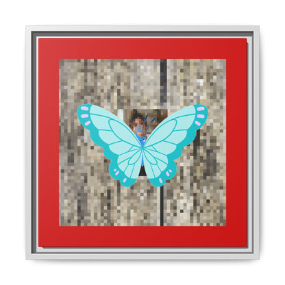 Blue Butterfly Framed Canvas Art – Matte Multi‑Color Wall Print