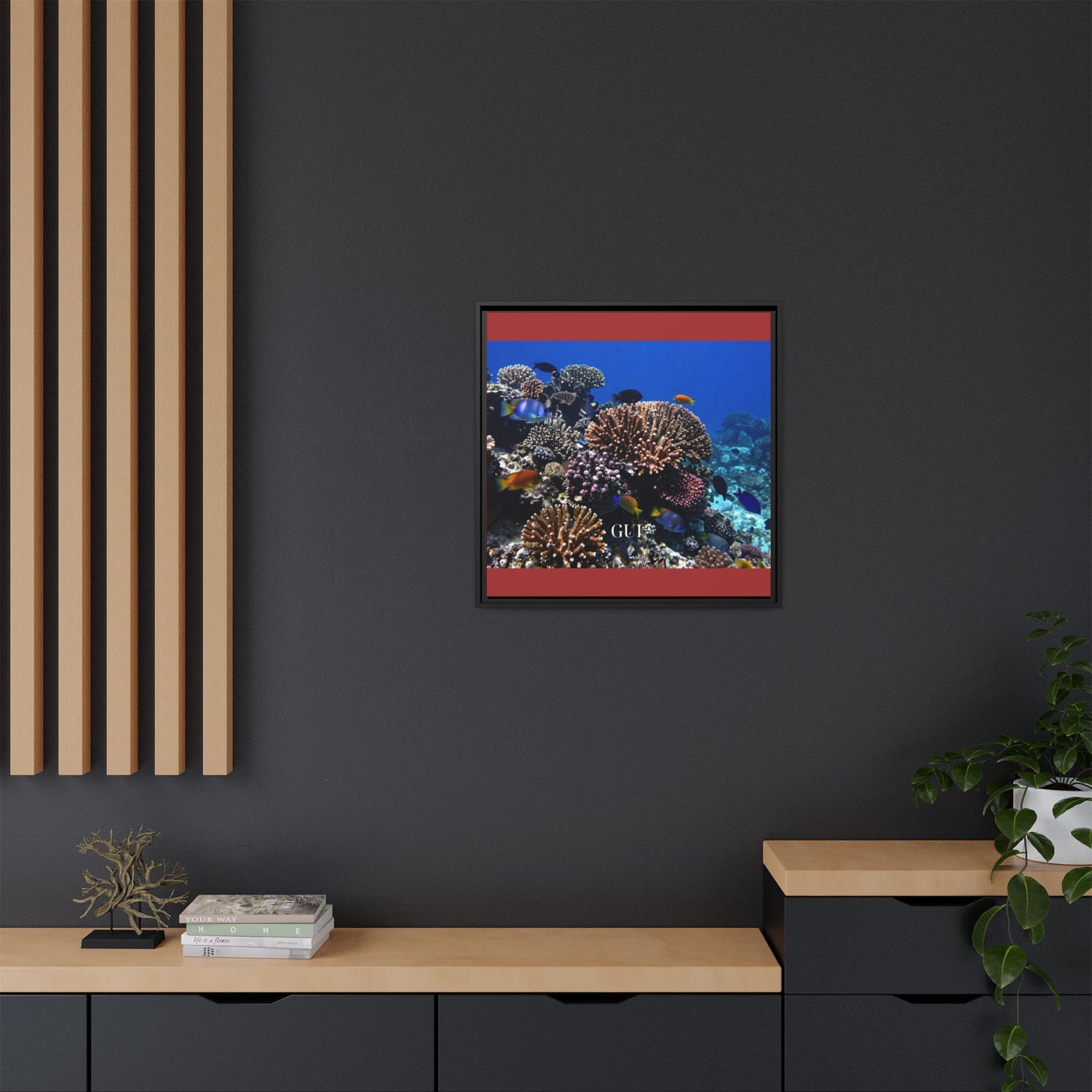 Framed Coral Reef Matte Canvas Wall Art — Tropical Ocean Photography Print