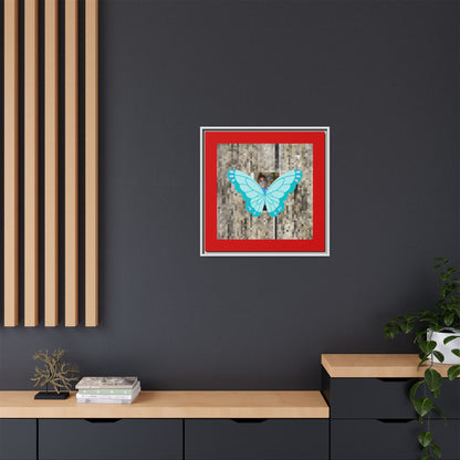 Blue Butterfly Framed Canvas Art – Matte Multi‑Color Wall Print