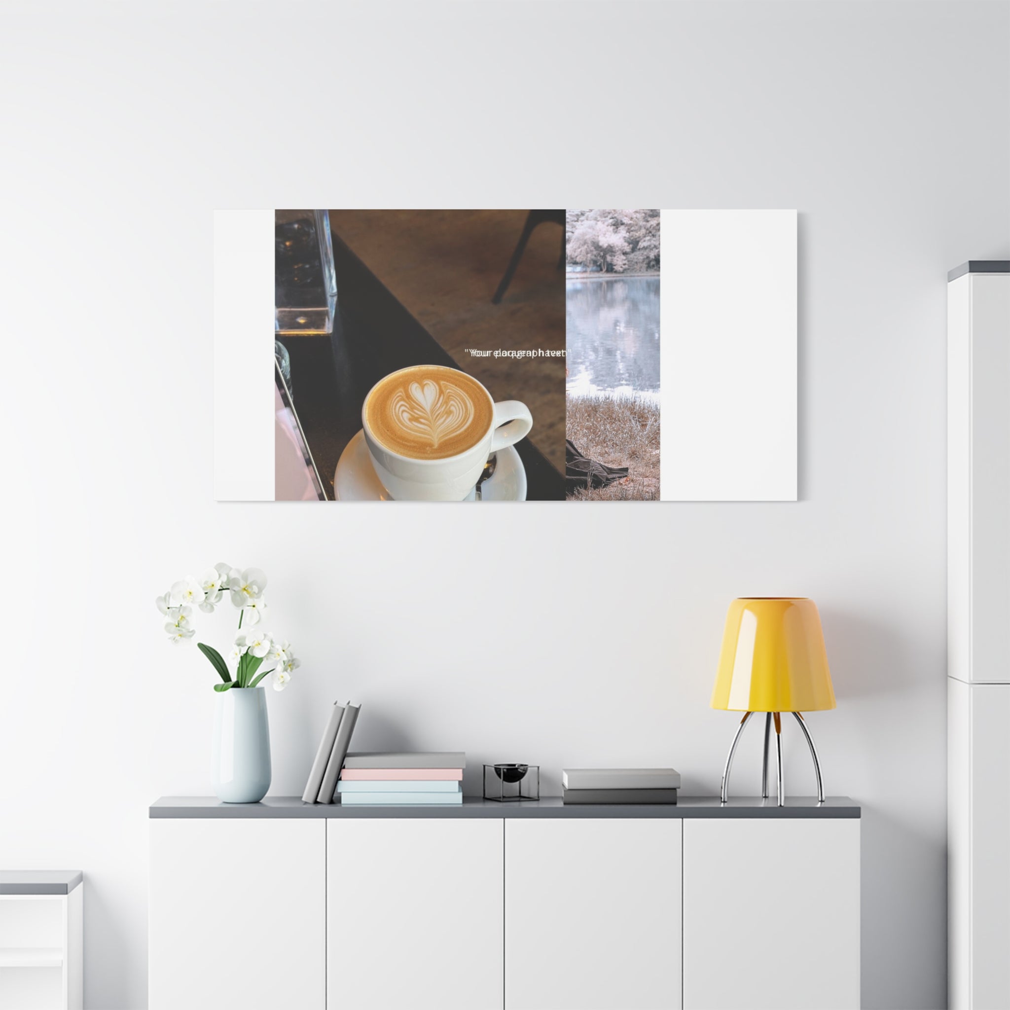 Latte &amp; Landscape Matte Canvas Wall Art — Coffee Shop Photo Collage