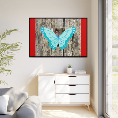 Blue Butterfly Framed Canvas Art – Matte Multi‑Color Wall Print