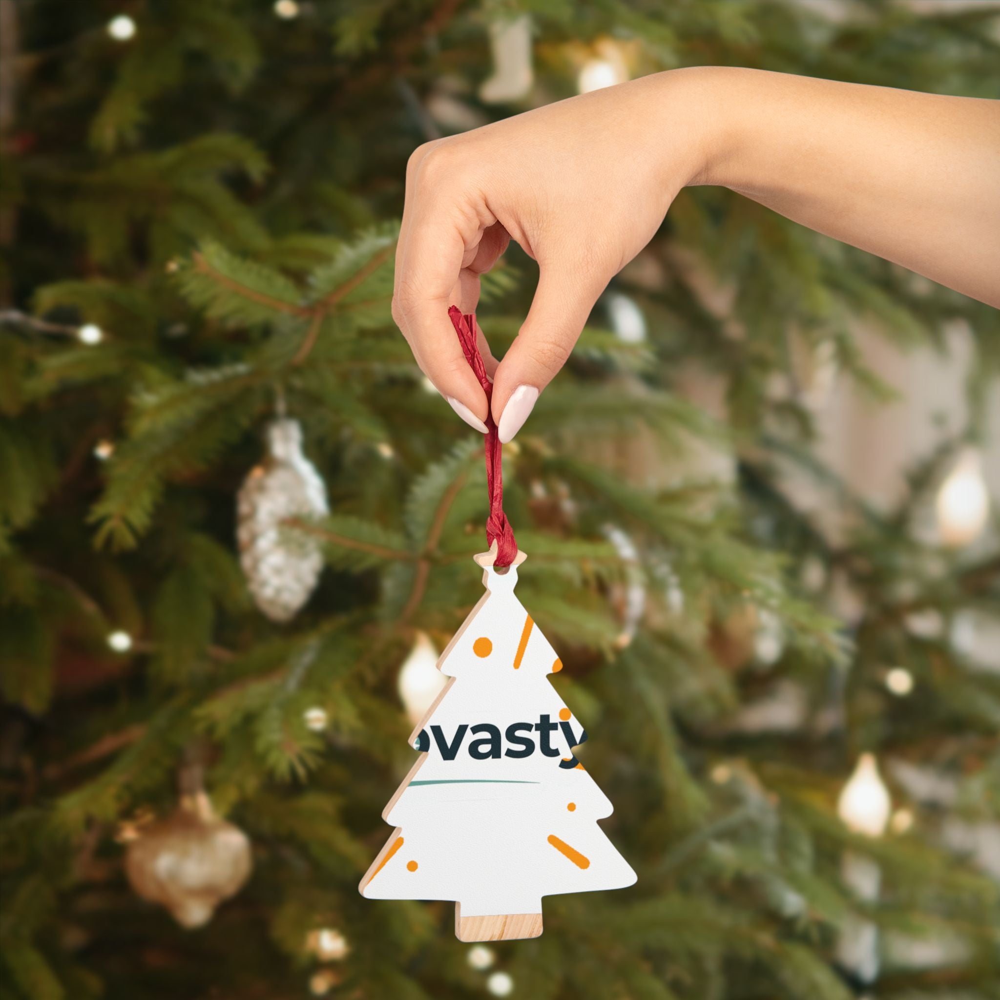 Bell-Shaped Wooden Ornament — Minimal Logo &amp; Illustration Holiday Decoration