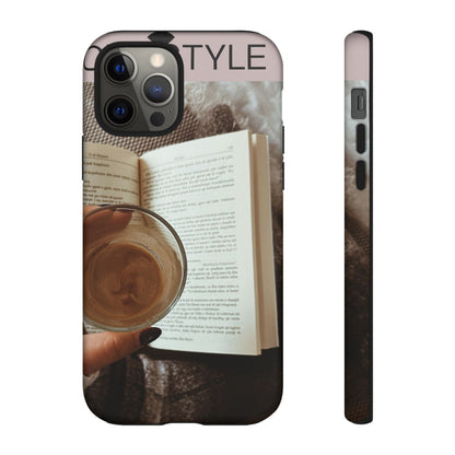 Cozy Reading Phone Case — Coffee &amp; Book Protective Cover