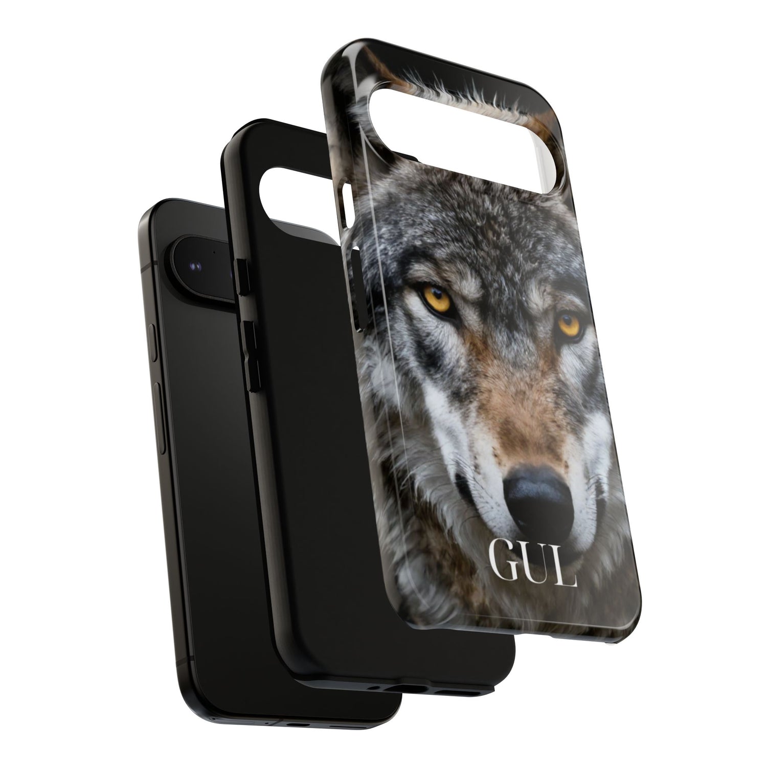 Wolf Eyes Phone Case — Fierce Wildlife iPhone Protective Case with ‘GUL’ Text