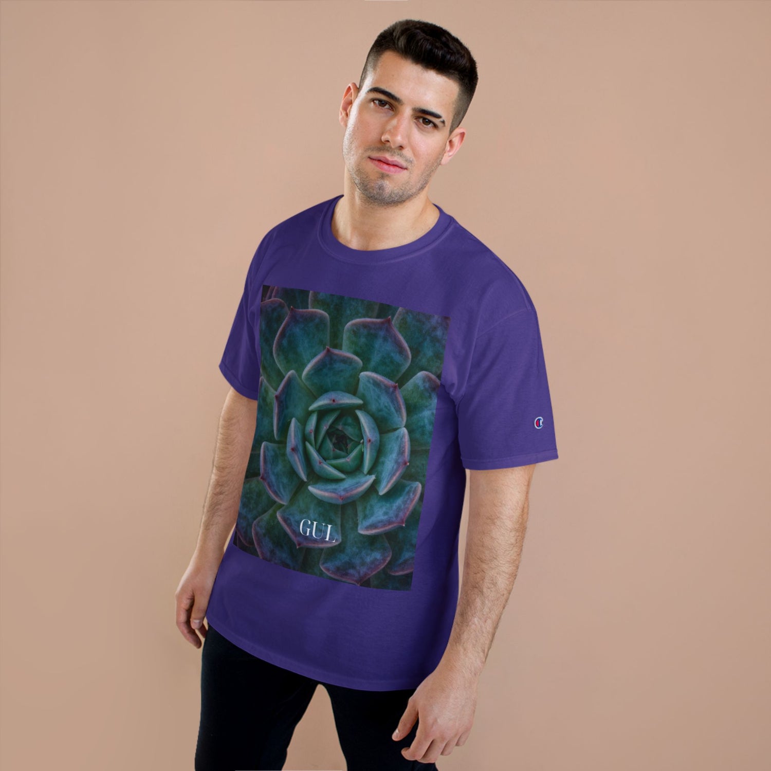 Champion Graphic T‑Shirt — Succulent &amp; Pyramid Photo Print Tee