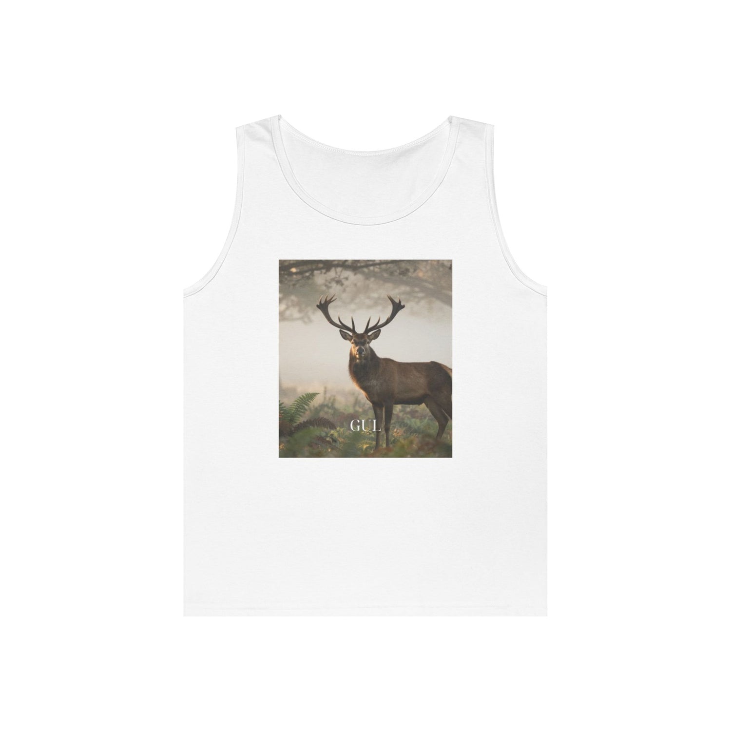 Deer &amp; Cherry Blossom Art Tank Top — Nature Scene Graphic Tank