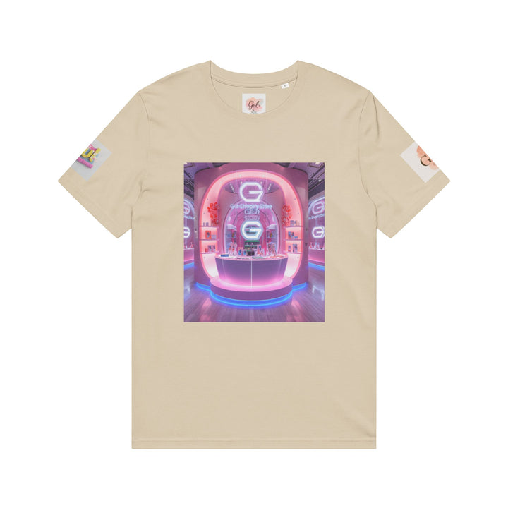 Custom Logo T-Shirt | Neon Gradient Shopping Bag Graphic Tee