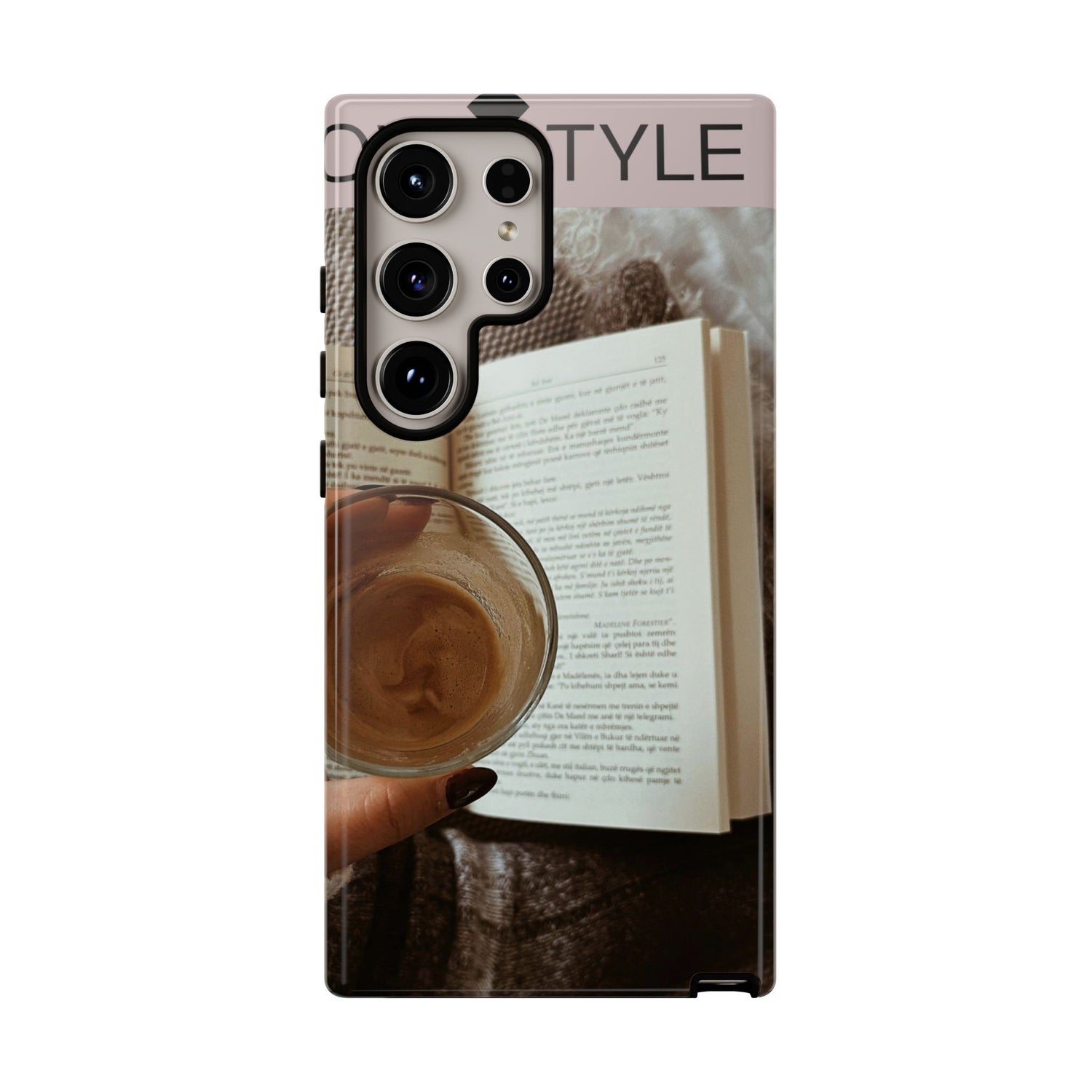Cozy Reading Phone Case — Coffee &amp; Book Protective Cover