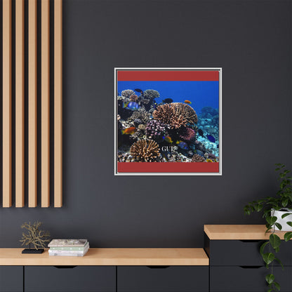 Framed Coral Reef Matte Canvas Wall Art — Tropical Ocean Photography Print