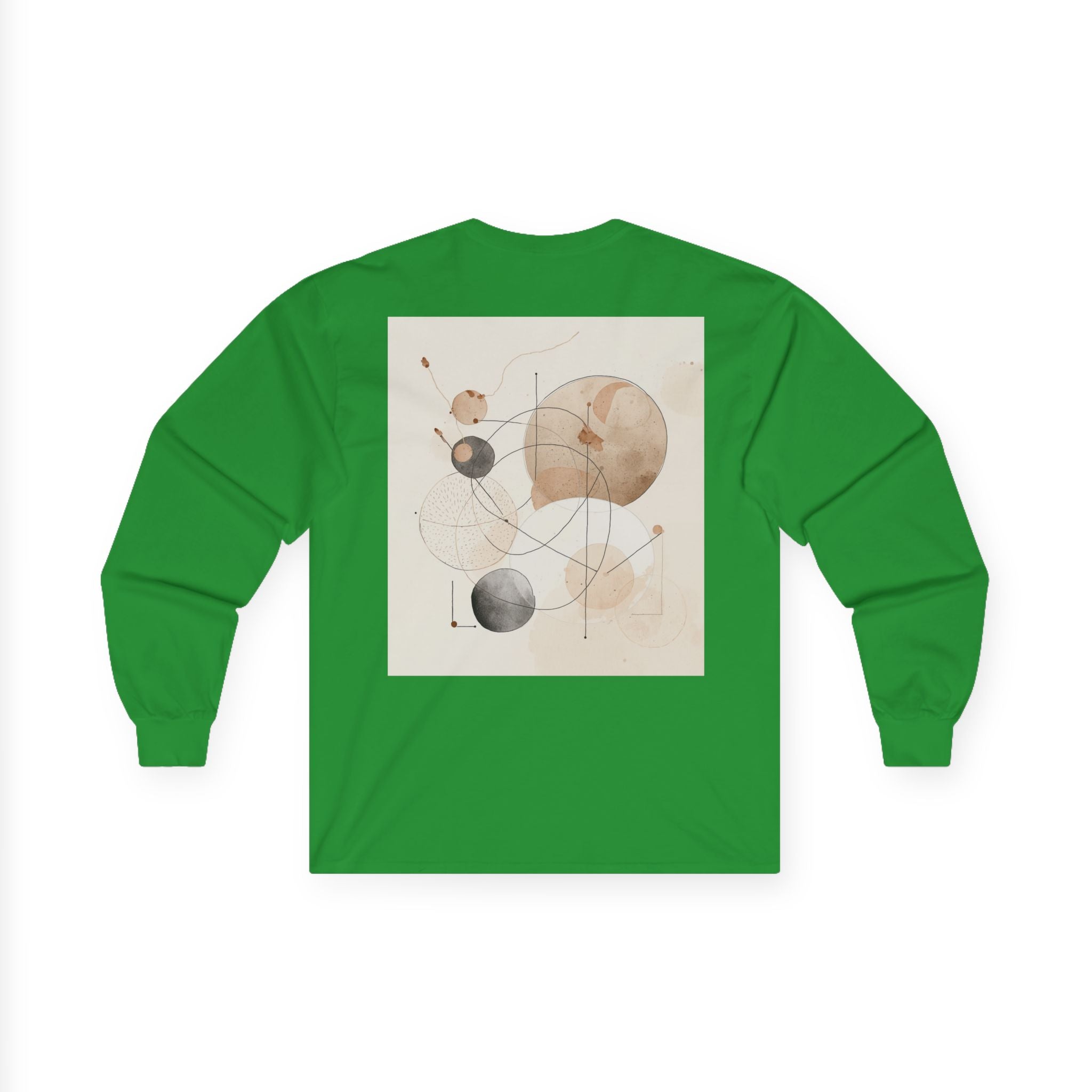 Abstract Geometric Art Long Sleeve Tee — Neutral Circle Composition