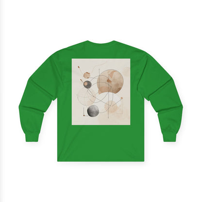 Abstract Geometric Art Long Sleeve Tee — Neutral Circle Composition