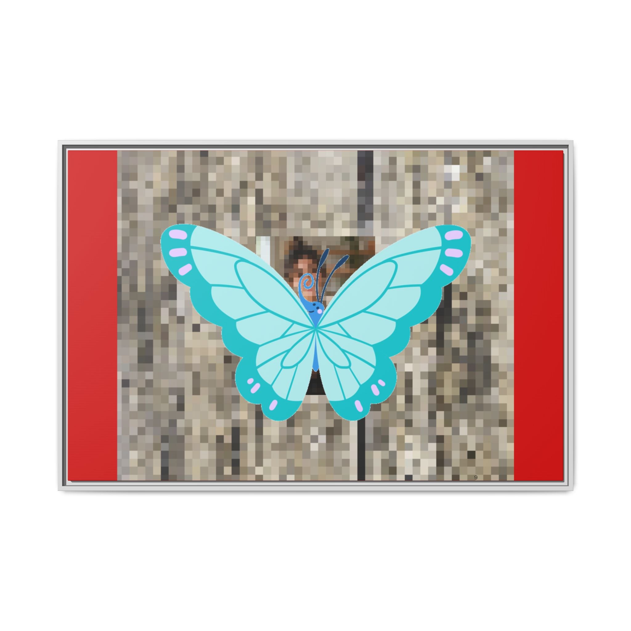 Blue Butterfly Framed Canvas Art – Matte Multi‑Color Wall Print