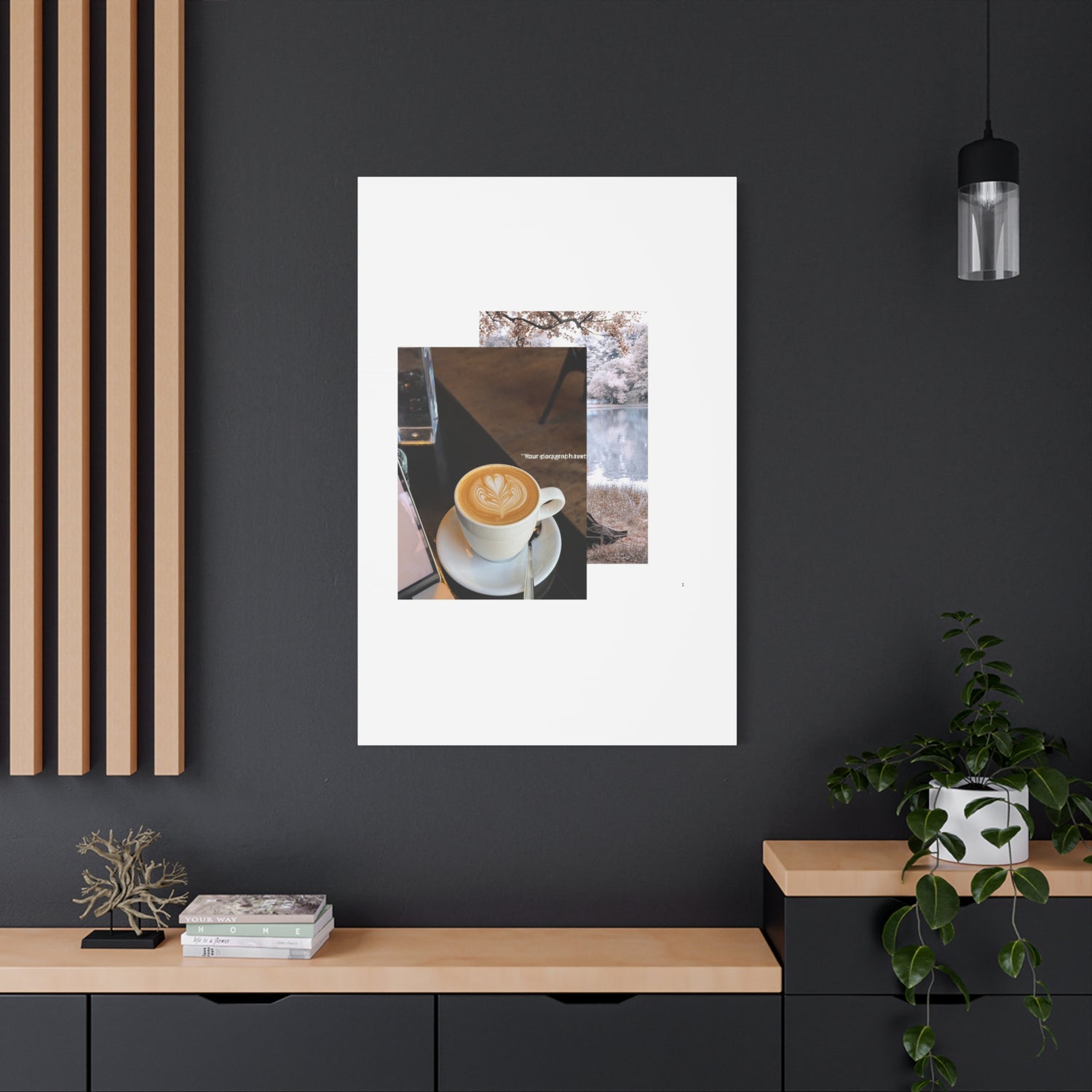 Latte &amp; Landscape Matte Canvas Wall Art — Coffee Shop Photo Collage