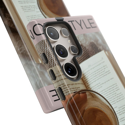 Cozy Reading Phone Case — Coffee &amp; Book Protective Cover