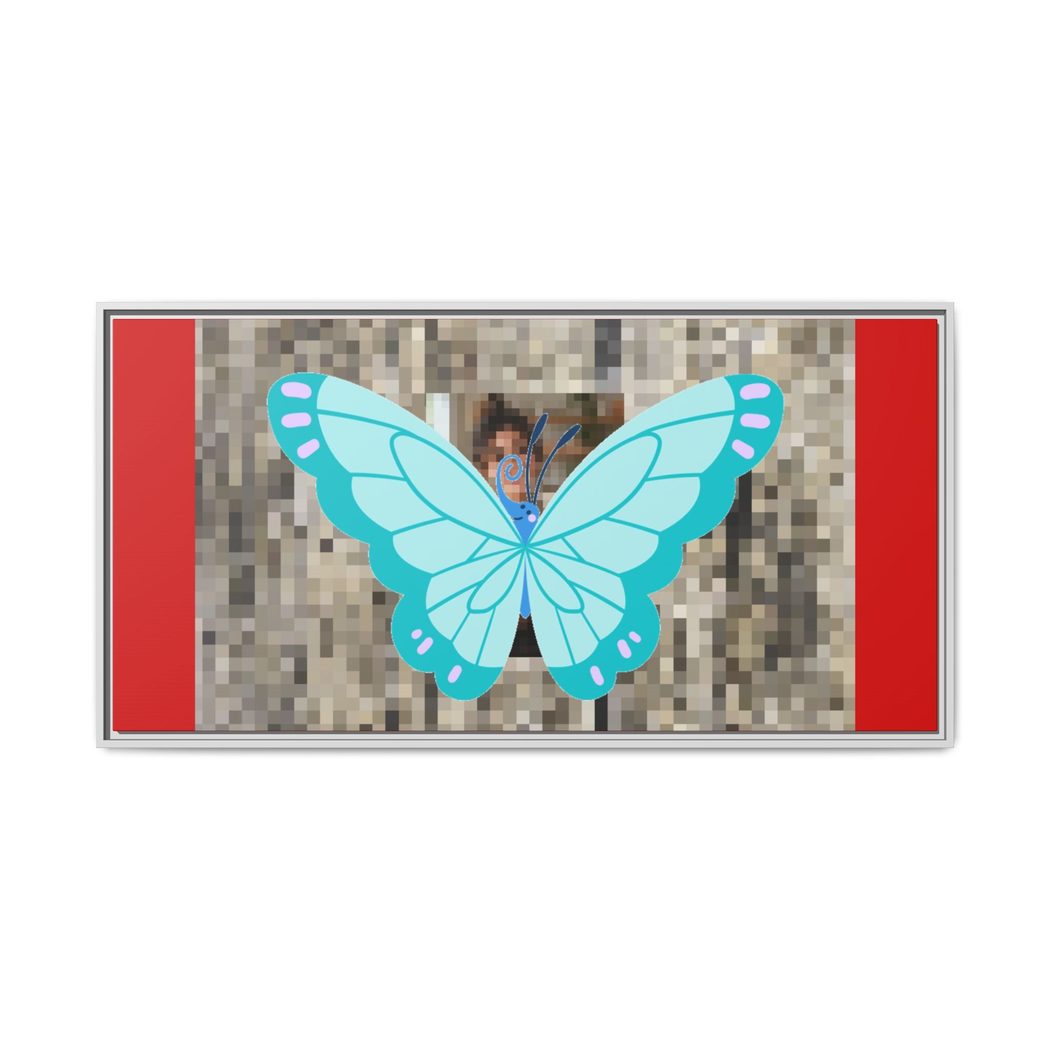 Blue Butterfly Framed Canvas Art – Matte Multi‑Color Wall Print
