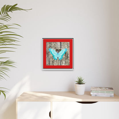 Blue Butterfly Framed Canvas Art – Matte Multi‑Color Wall Print