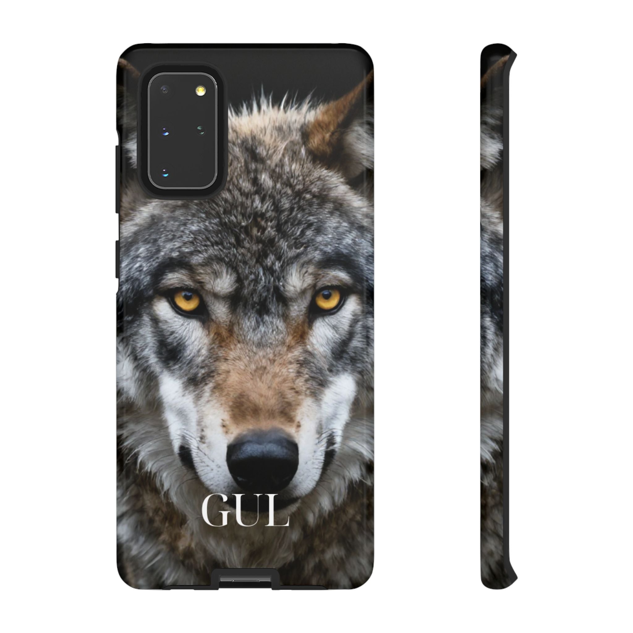 Wolf Eyes Phone Case — Fierce Wildlife iPhone Protective Case with ‘GUL’ Text