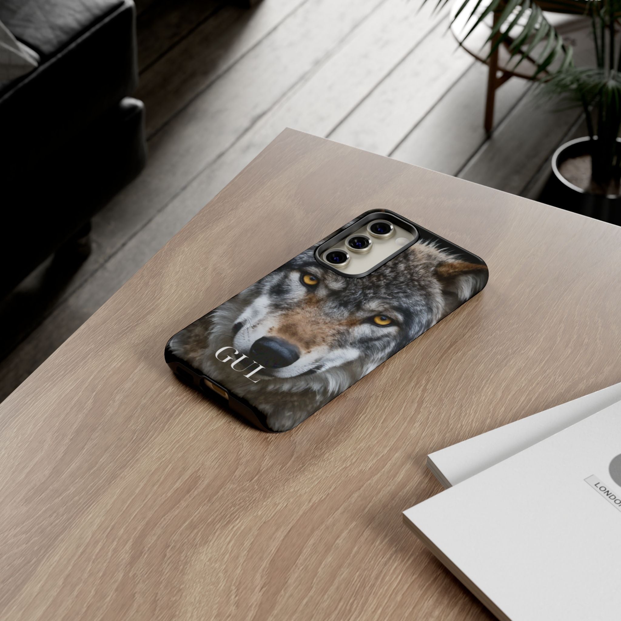 Wolf Eyes Phone Case — Fierce Wildlife iPhone Protective Case with ‘GUL’ Text