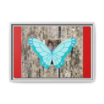 Blue Butterfly Framed Canvas Art – Matte Multi‑Color Wall Print