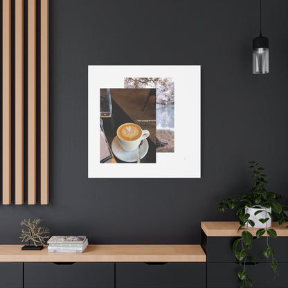 Latte &amp; Landscape Matte Canvas Wall Art — Coffee Shop Photo Collage
