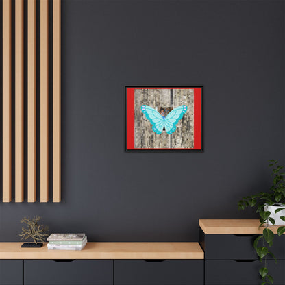 Blue Butterfly Framed Canvas Art – Matte Multi‑Color Wall Print