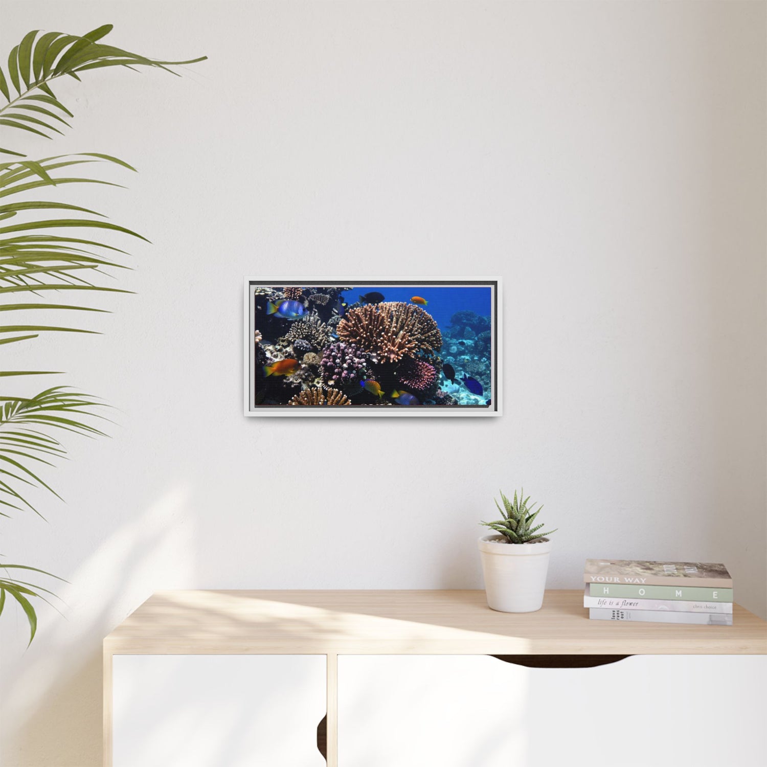 Framed Coral Reef Matte Canvas Wall Art — Tropical Ocean Photography Print