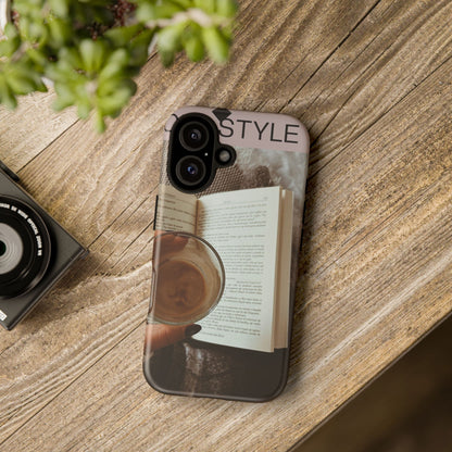 Cozy Reading Phone Case — Coffee &amp; Book Protective Cover