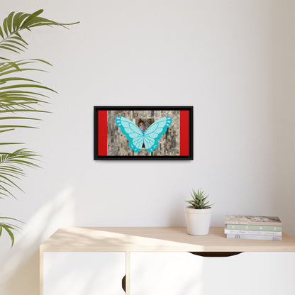 Blue Butterfly Framed Canvas Art – Matte Multi‑Color Wall Print