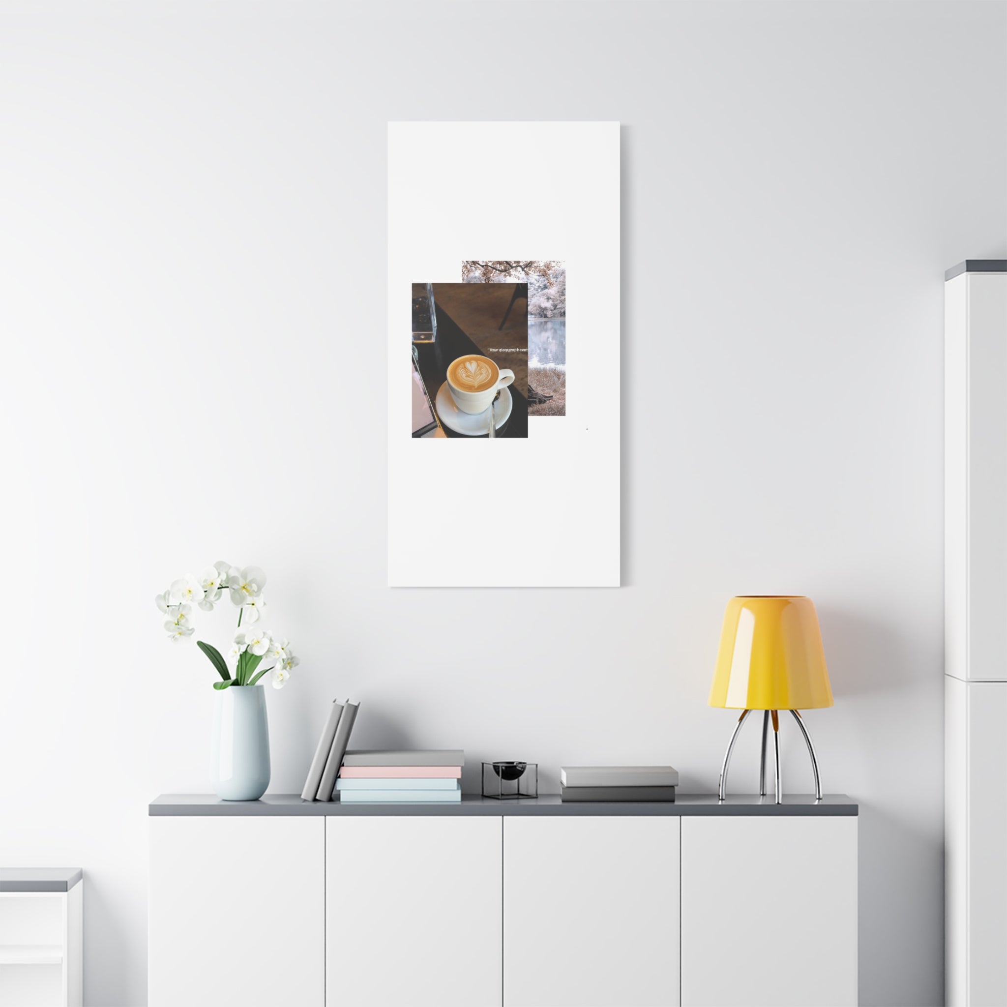 Latte &amp; Landscape Matte Canvas Wall Art — Coffee Shop Photo Collage