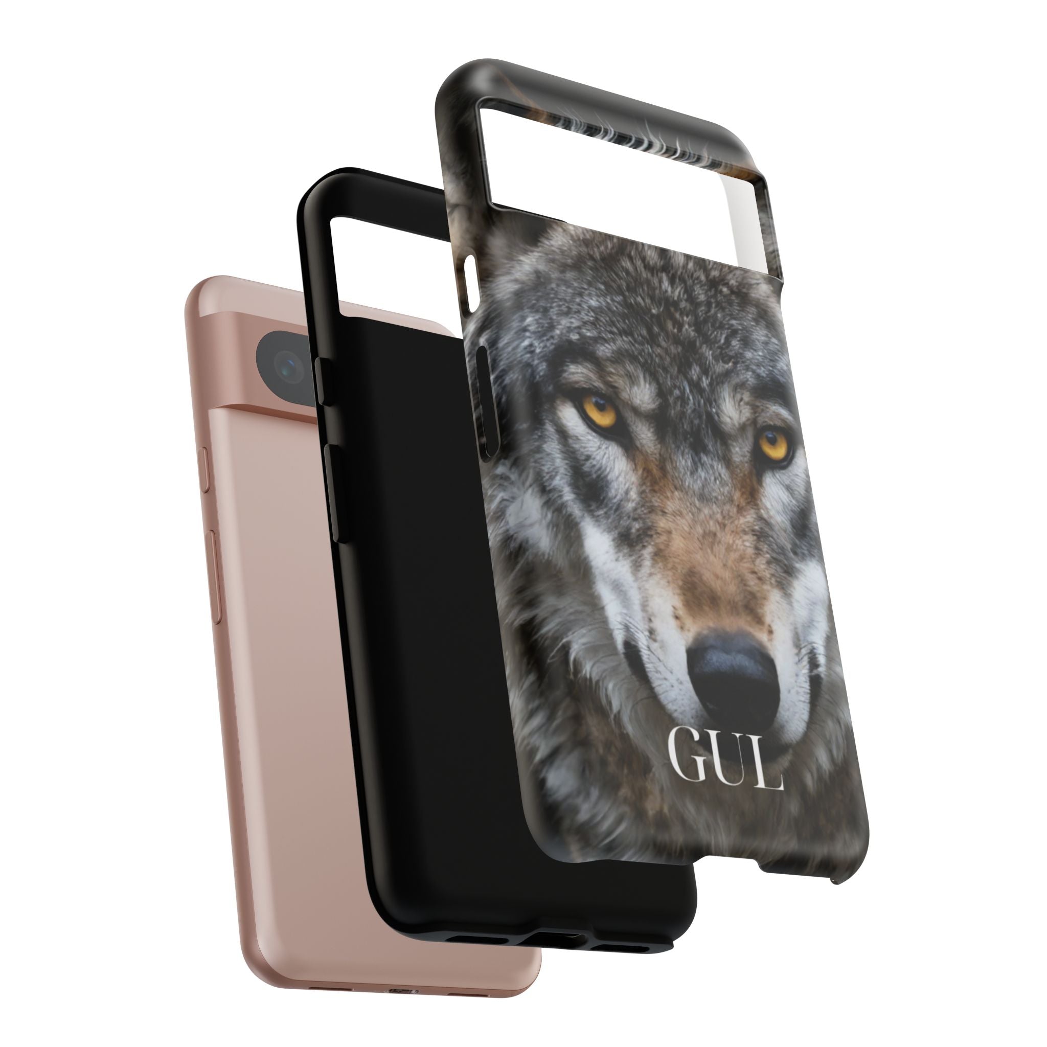 Wolf Eyes Phone Case — Fierce Wildlife iPhone Protective Case with ‘GUL’ Text