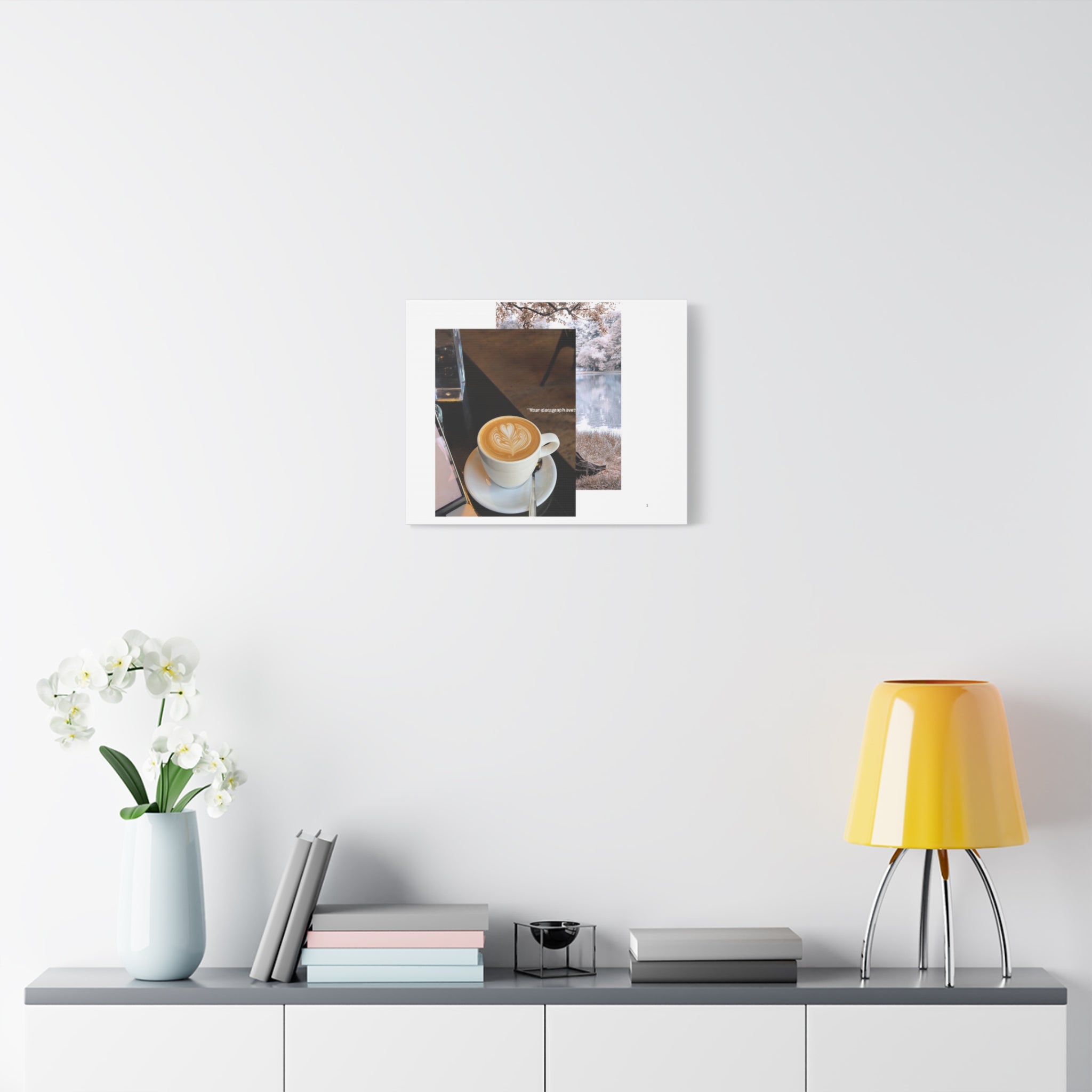 Latte &amp; Landscape Matte Canvas Wall Art — Coffee Shop Photo Collage