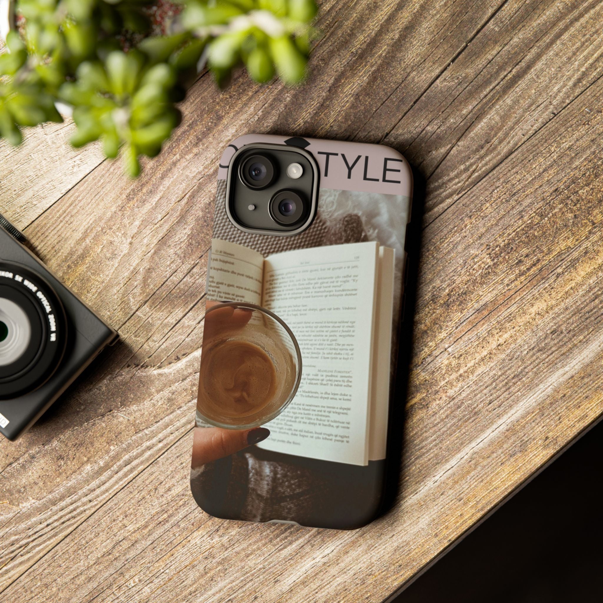 Cozy Reading Phone Case — Coffee &amp; Book Protective Cover