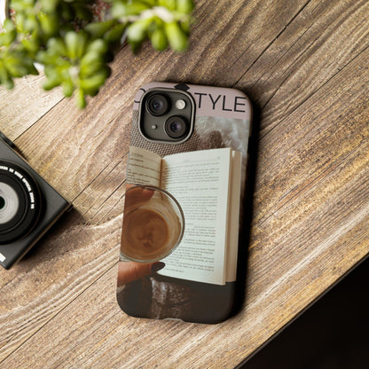 Cozy Reading Phone Case — Coffee &amp; Book Protective Cover