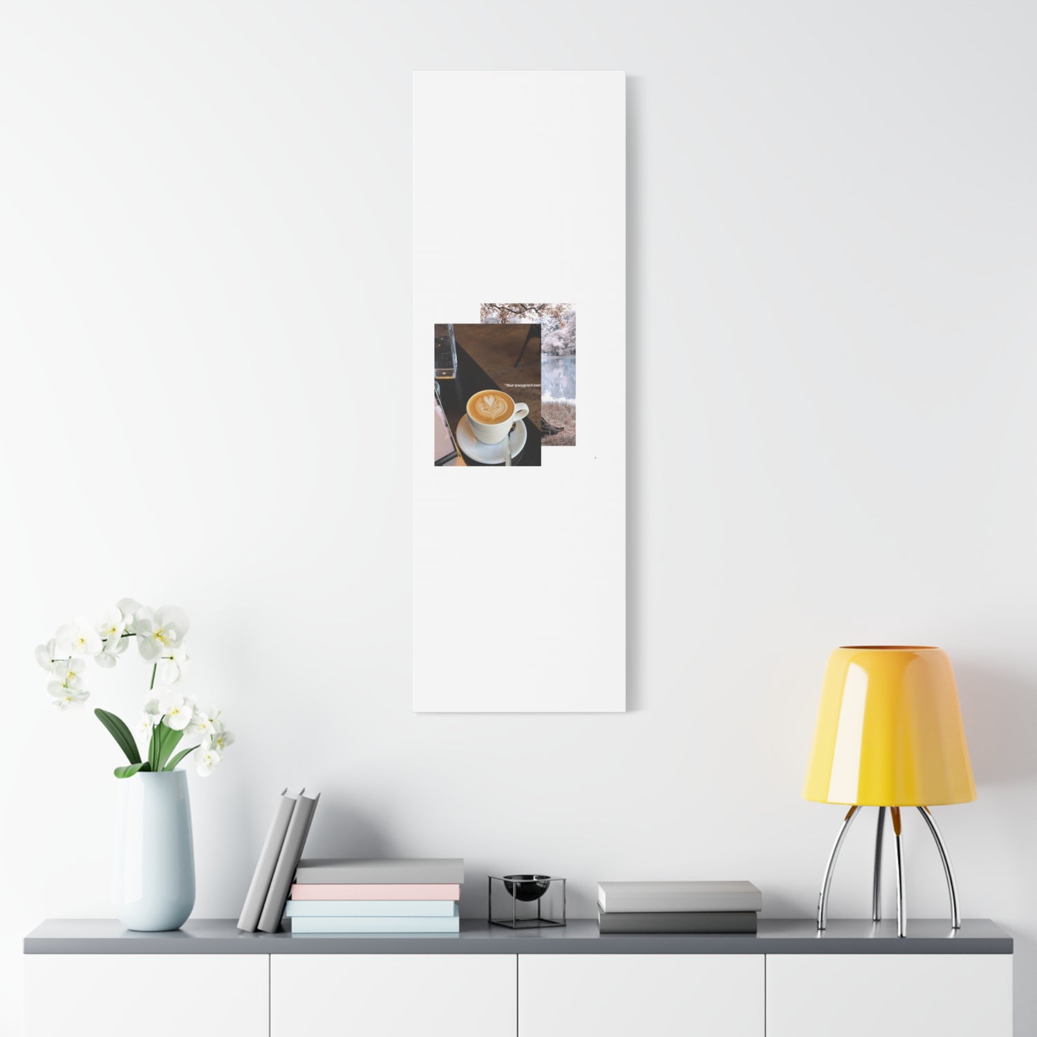 Latte &amp; Landscape Matte Canvas Wall Art — Coffee Shop Photo Collage