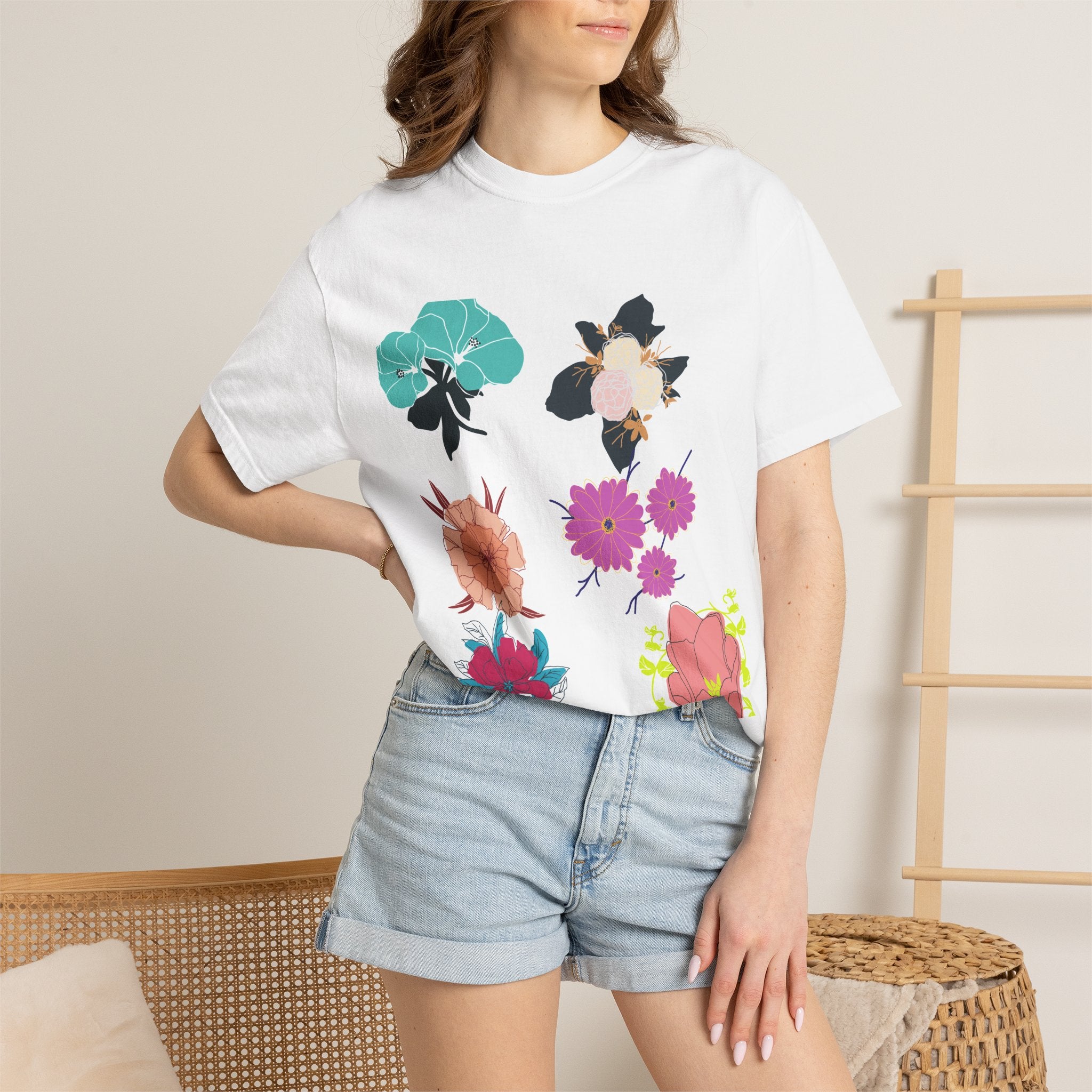 Custom Logo T-Shirt | Floral & Tropical Botanical Print Tee
