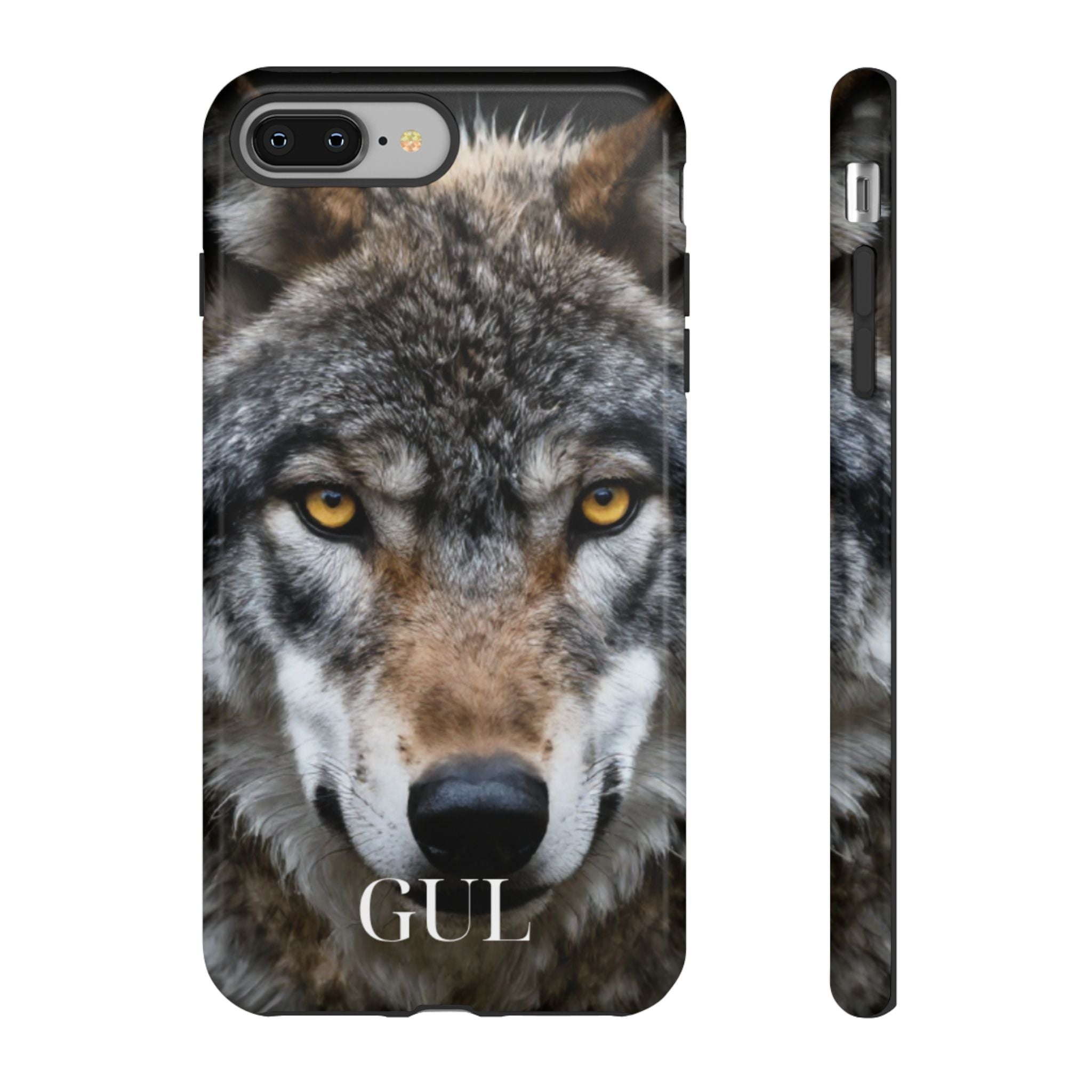 Wolf Eyes Phone Case — Fierce Wildlife iPhone Protective Case with ‘GUL’ Text