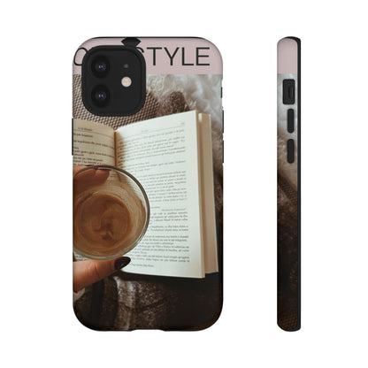Cozy Reading Phone Case — Coffee &amp; Book Protective Cover