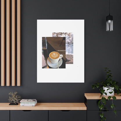 Latte &amp; Landscape Matte Canvas Wall Art — Coffee Shop Photo Collage