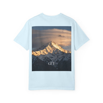 Graphic T-Shirt — Modern Gold Abstract &amp; Mountain Photo Print