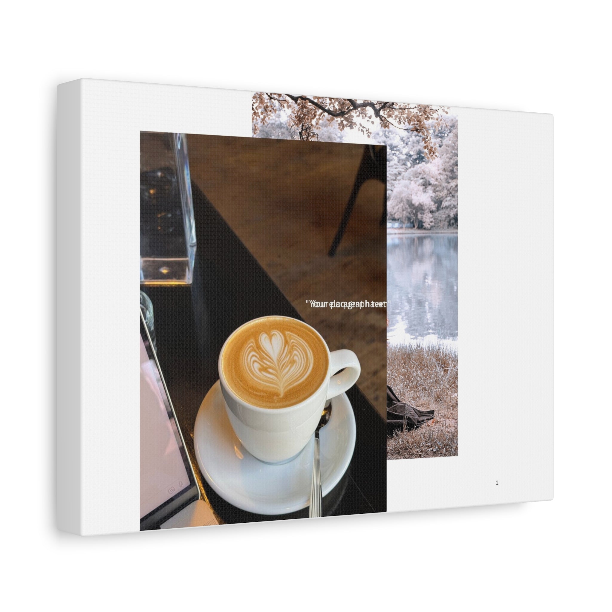 Latte &amp; Landscape Matte Canvas Wall Art — Coffee Shop Photo Collage