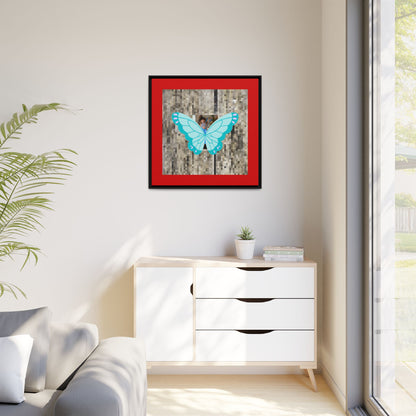 Blue Butterfly Framed Canvas Art – Matte Multi‑Color Wall Print