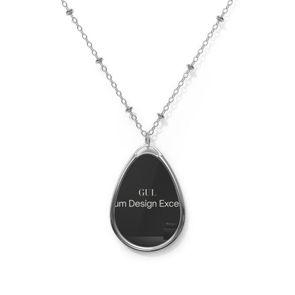 Personalized Oval Photo Necklace — Engraved Teardrop Pendant