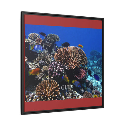Framed Coral Reef Matte Canvas Wall Art — Tropical Ocean Photography Print