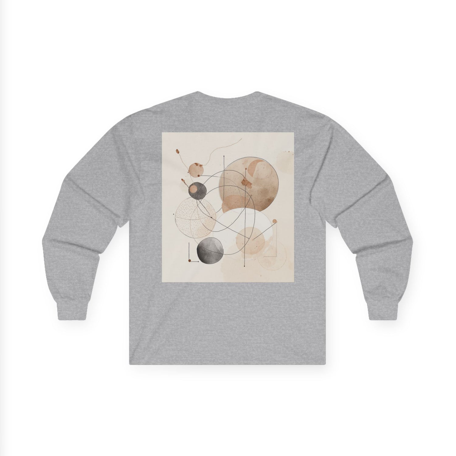 Abstract Geometric Art Long Sleeve Tee — Neutral Circle Composition