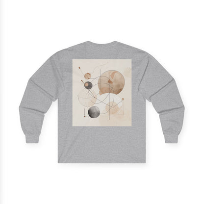 Abstract Geometric Art Long Sleeve Tee — Neutral Circle Composition