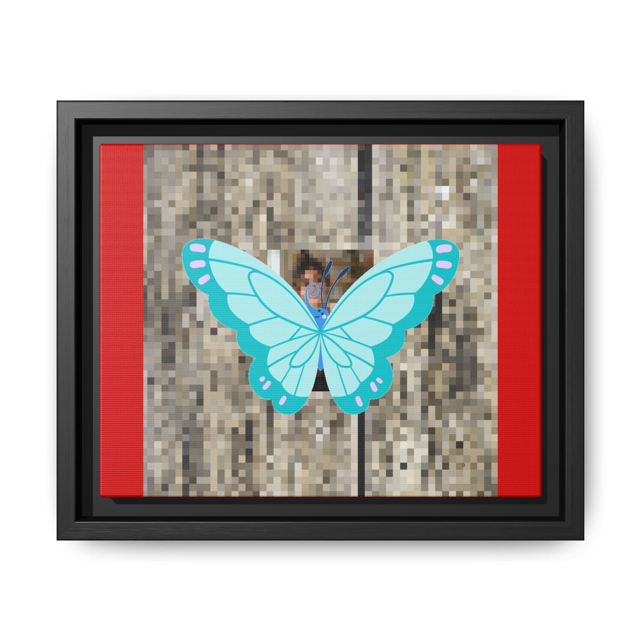 Blue Butterfly Framed Canvas Art – Matte Multi‑Color Wall Print