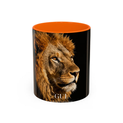 Majestic Lion Accent Coffee Mug — Bold Wildlife Portrait Tea Cup (11/15oz)