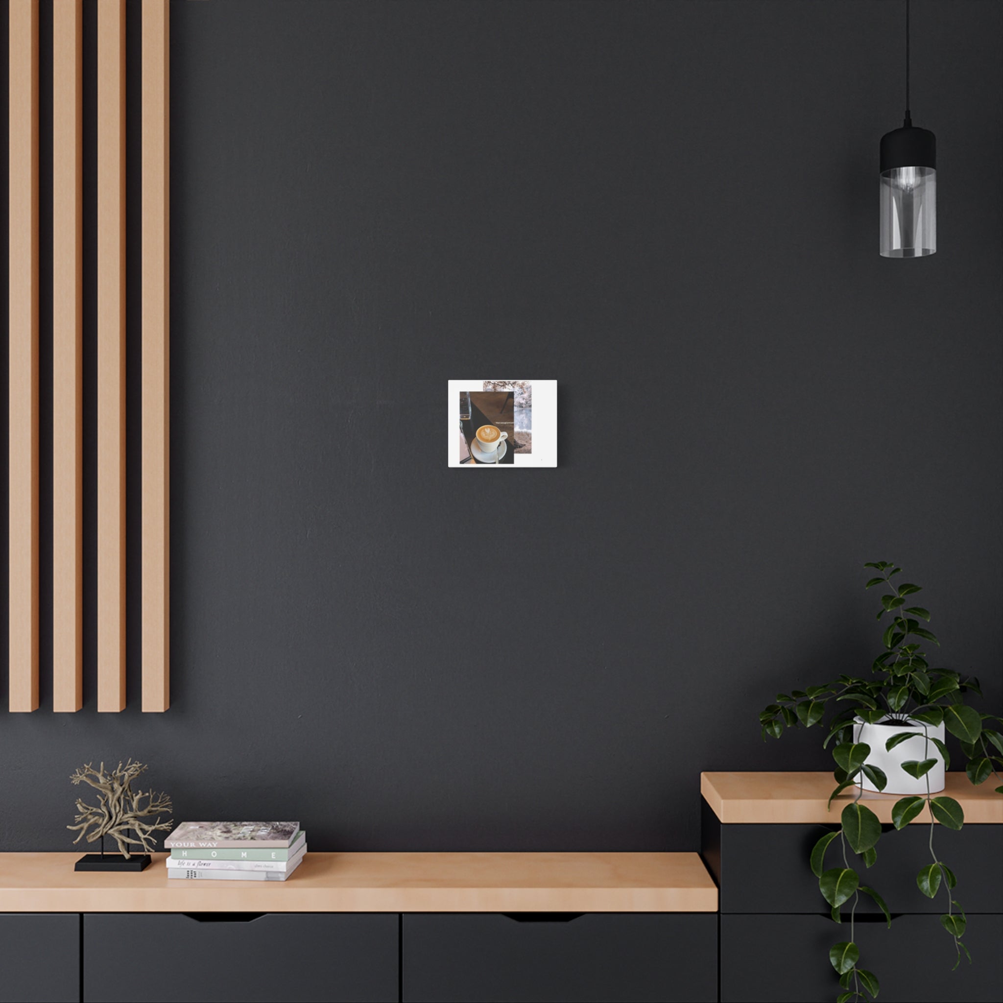 Latte &amp; Landscape Matte Canvas Wall Art — Coffee Shop Photo Collage