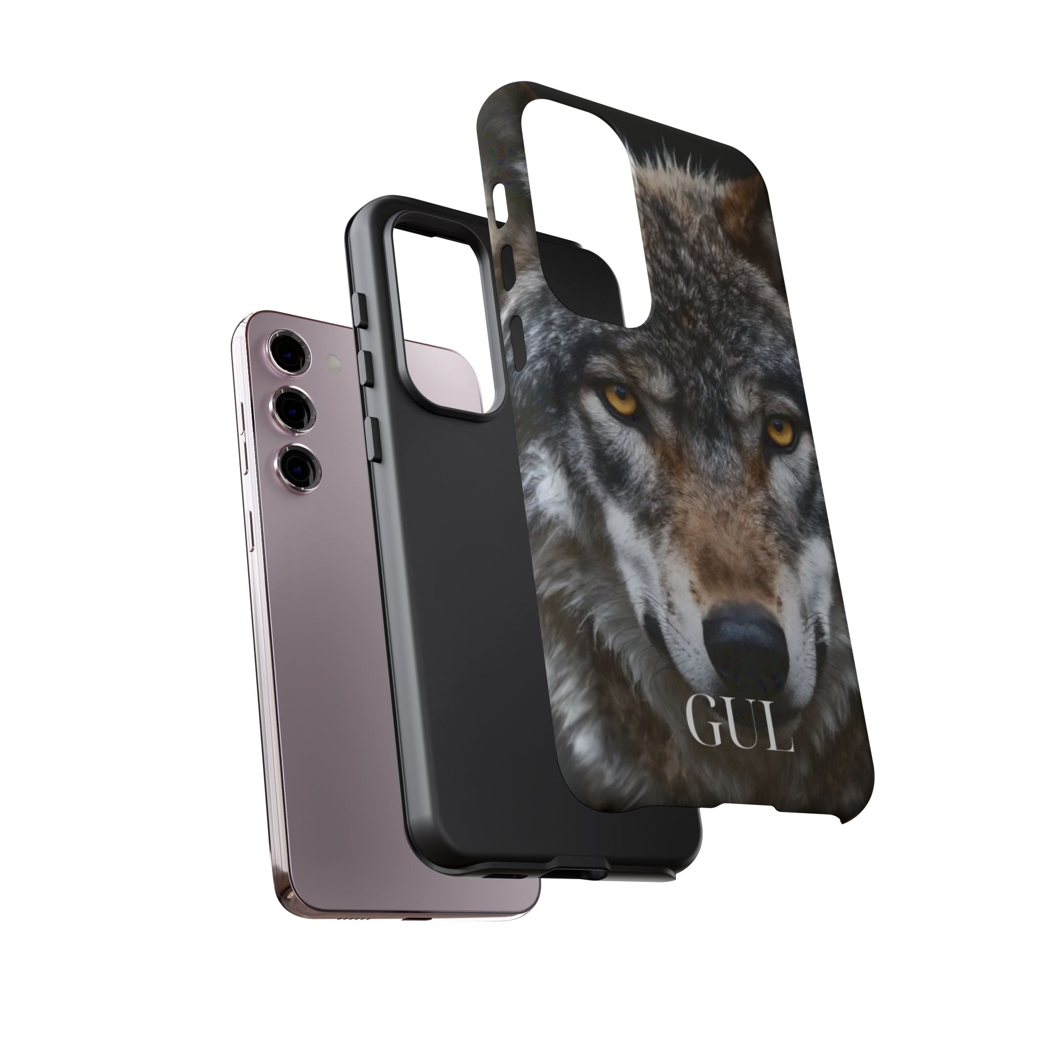 Wolf Eyes Phone Case — Fierce Wildlife iPhone Protective Case with ‘GUL’ Text